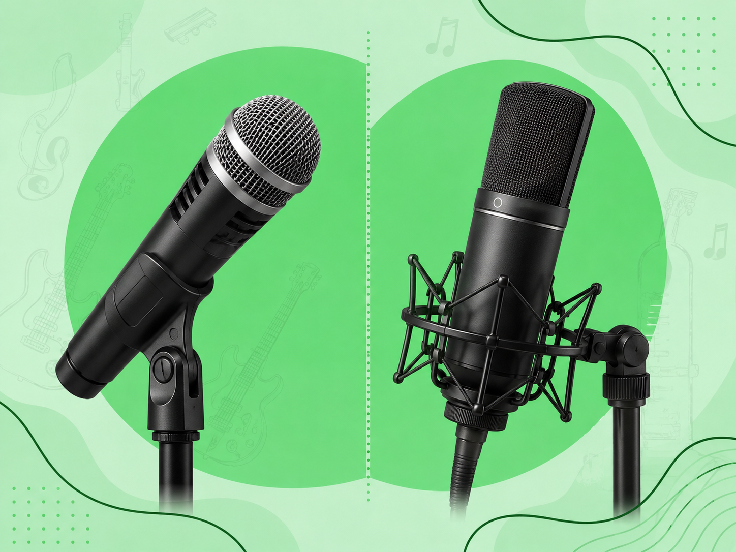 Music gear comparison with different guitars pedals and recording products
