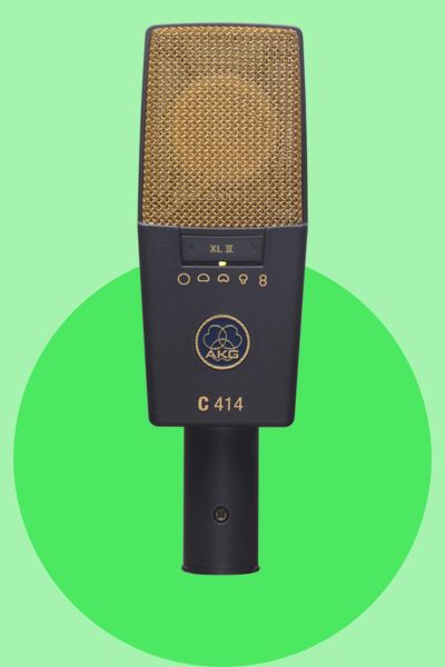 AKG C414 condenser microphone for recording upright piano