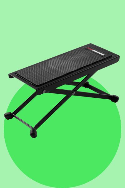Gator Frameworks adjustable guitar footrest with black fold-flat design and rubber pad