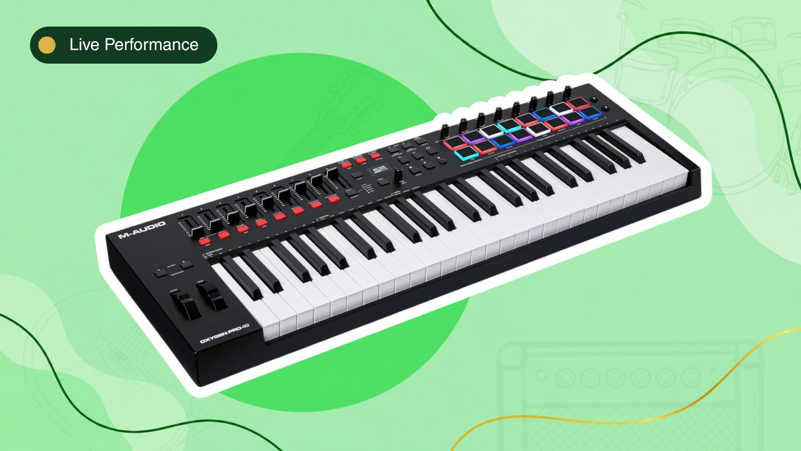 keyboard controller with a laptop nearby for live music performance
